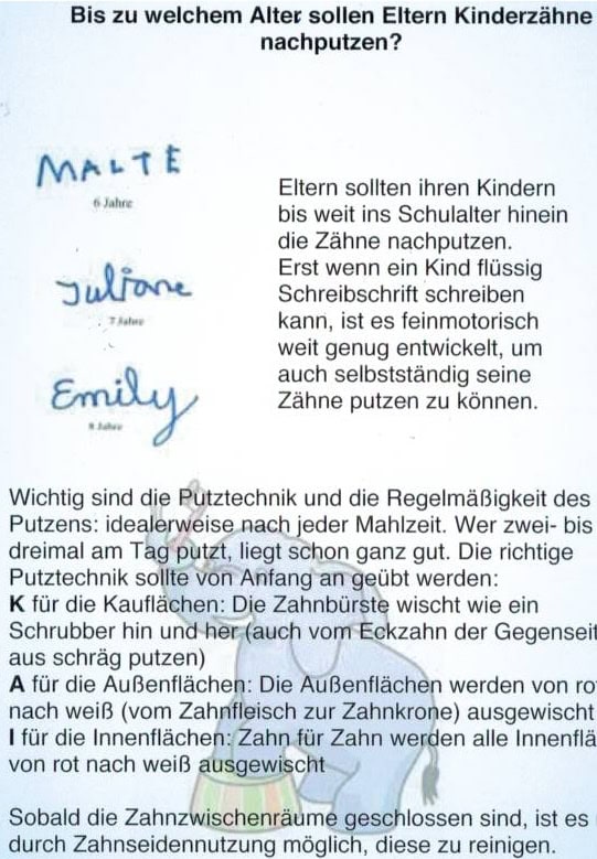 Vorschau des Eltern-Infoblatts: Wie lange sollten Eltern nachputzen?