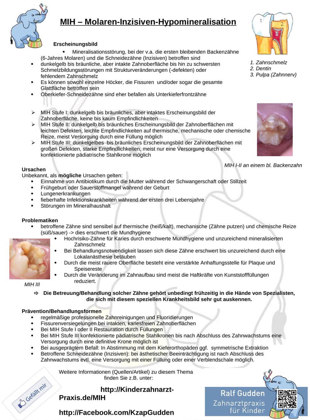 MIH-Infoblatt der Kinderzahnarztpraxis Ralf Gudden in Krefeld