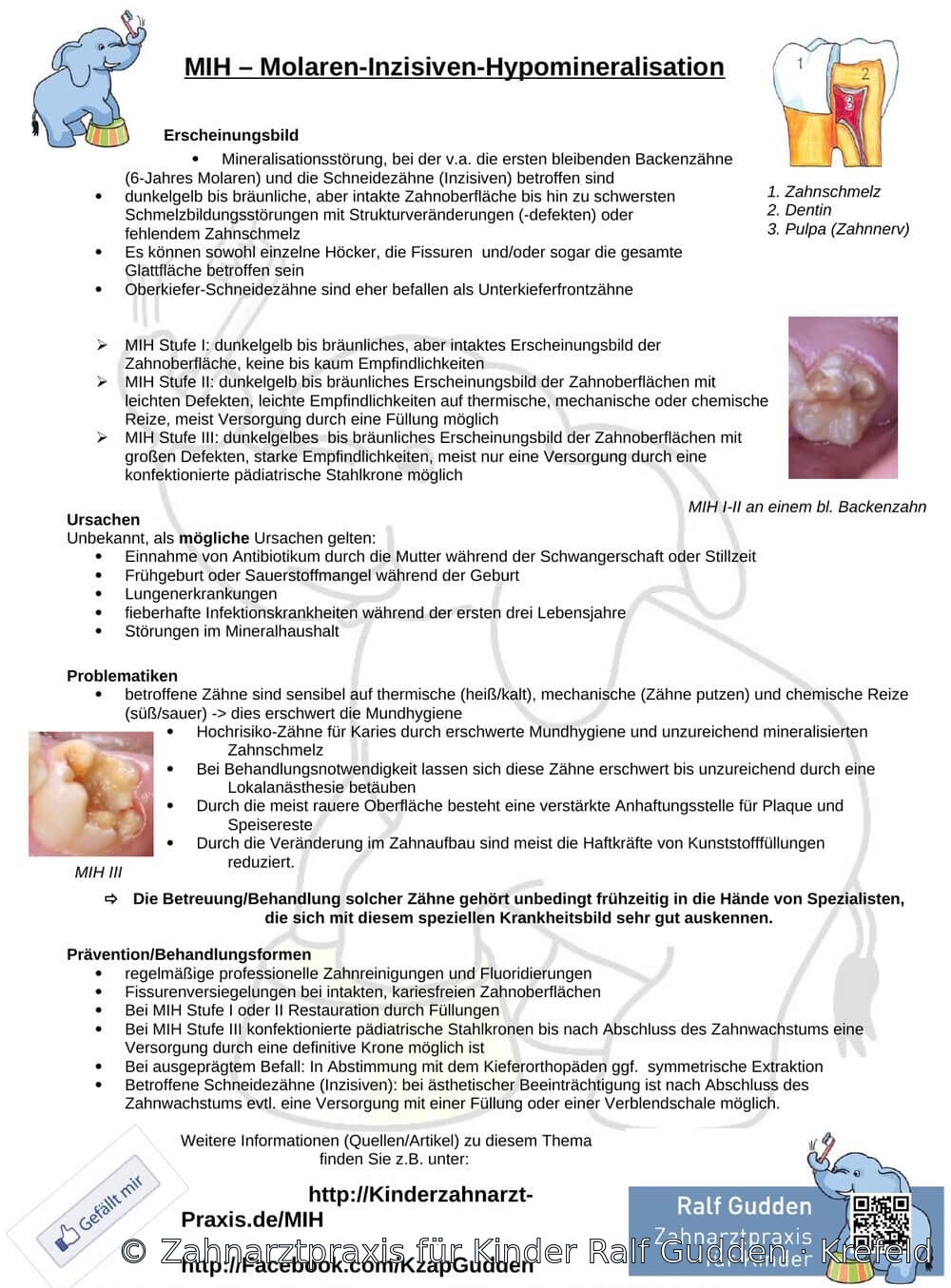 MIH-Infoblatt der Kinderzahnarztpraxis Ralf Gudden in Krefeld